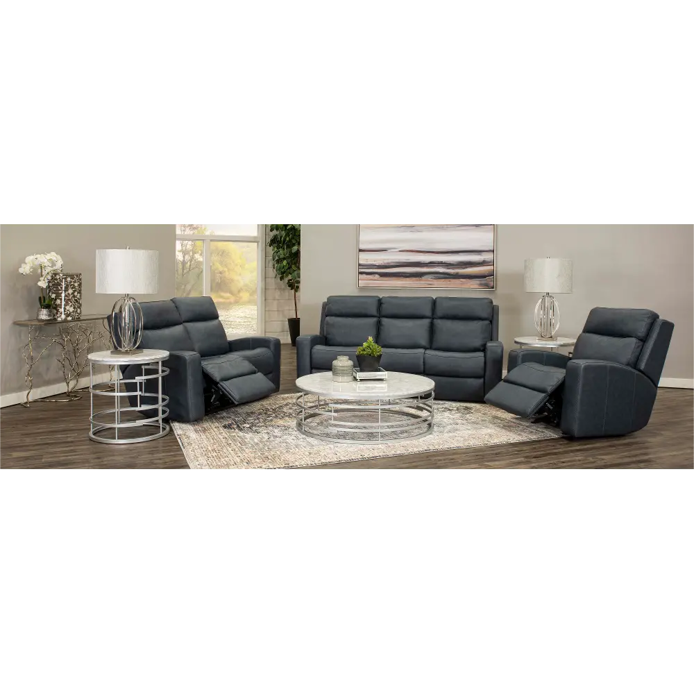 Cody Blue Leather-Match Power Gliding Recliner-1
