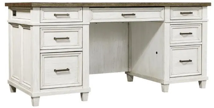 Caraway Antique White Executive Desk