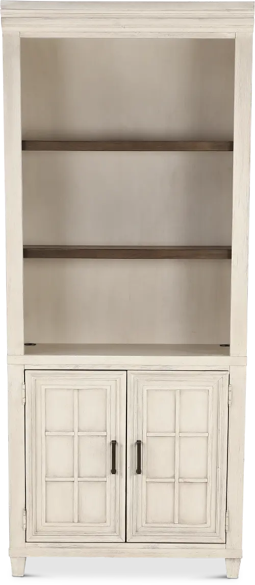 Antique white bookcase with doors discount