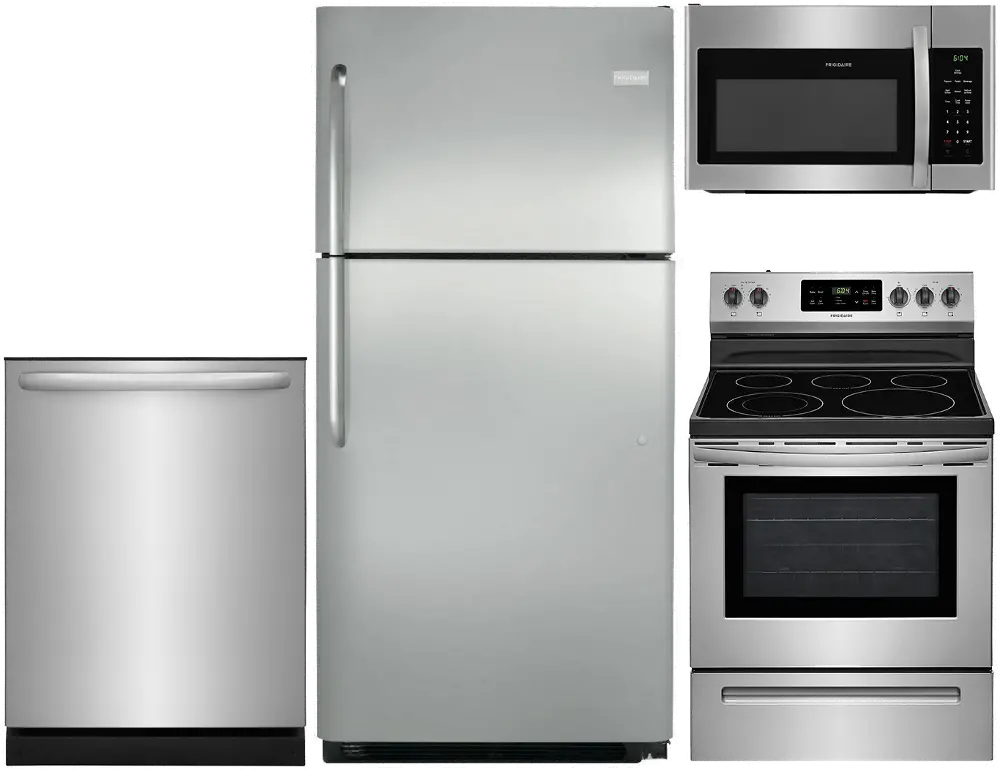 .FRG-S/S-4PC-ELE-PKG Frigidaire 4 Piece Electric Kitchen Appliance Package with Top Freezer - Stainless Steel-1