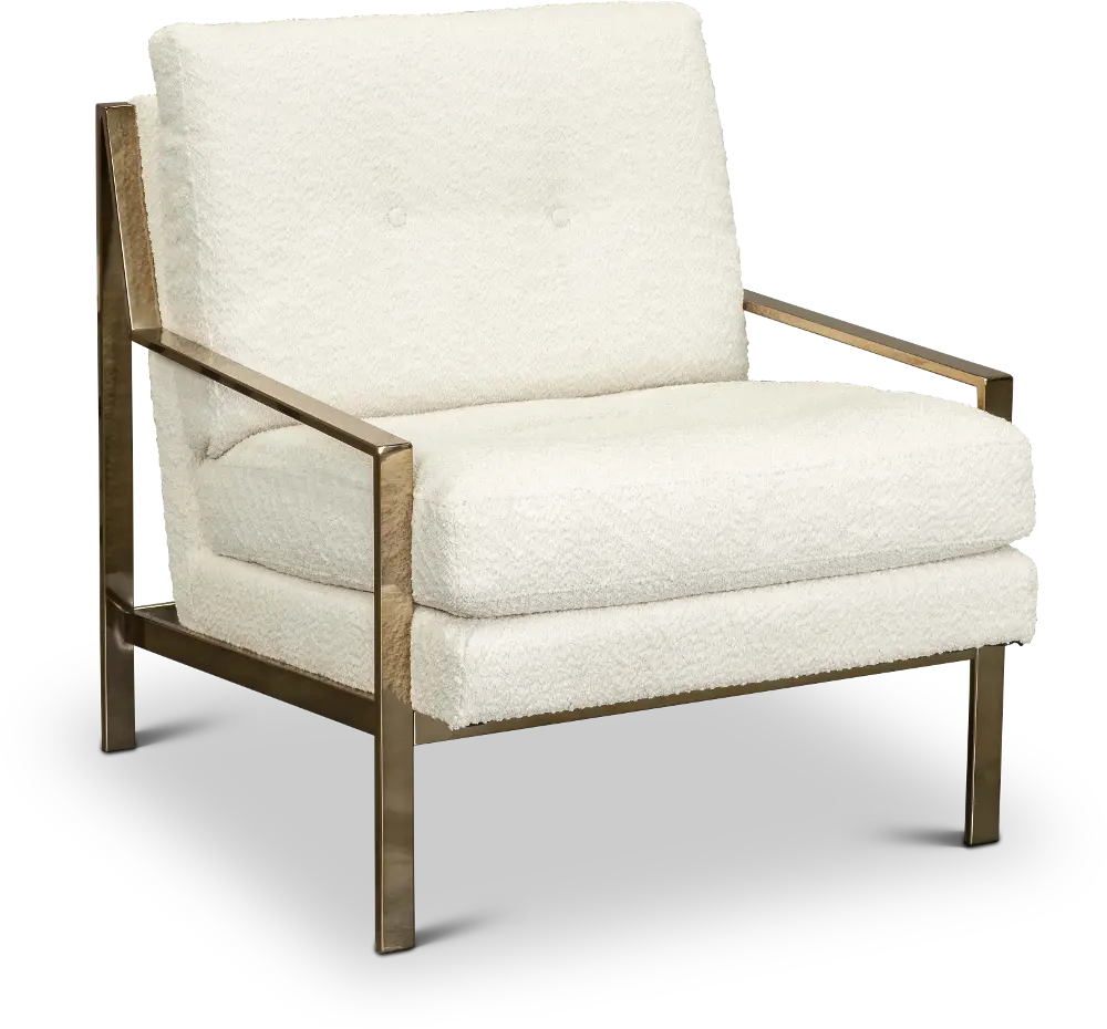 A003357XXX Modern White and Brass Accent Chair - Cleo-1