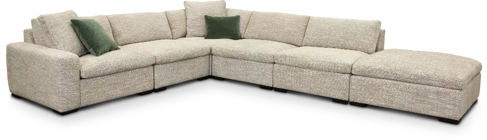 KIT Light Gray 6 Piece Sectional Sofa with RAF Ottoman - Naima-1
