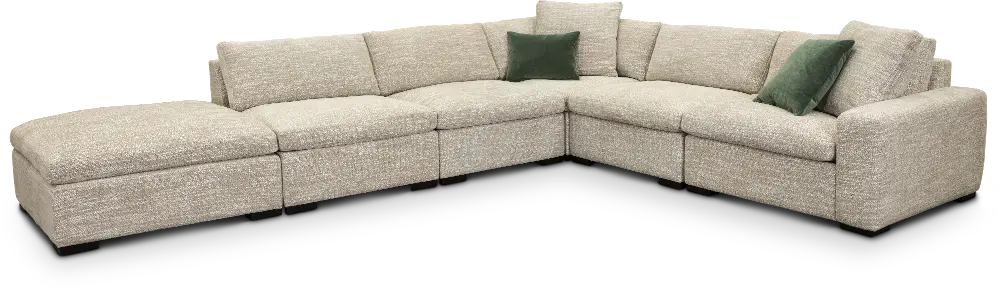 6PC/NAIMA/DESRT/OPT3 Light Gray 6 Piece Sectional Sofa with LAF Ottoman - Naima-1