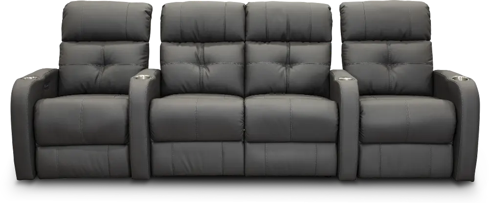 HTS Gray 3 Piece Power Reclining Home Theater Seating with One Bass Shaker-1