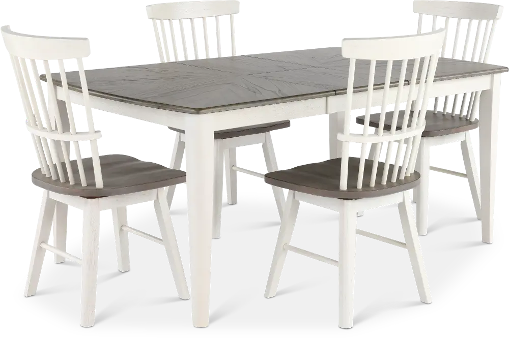 Newark White and Gray 5 Piece Dining Room Set with Swivel Chairs-1