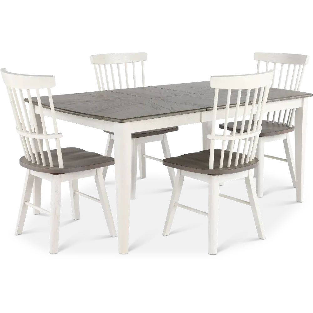 Newark White and Gray 5 Piece Dining Room Set with Swivel Chairs-1