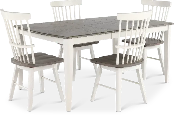 Newark White And Gray 5 Piece Dining, Whitewash Dining Room Table Sets