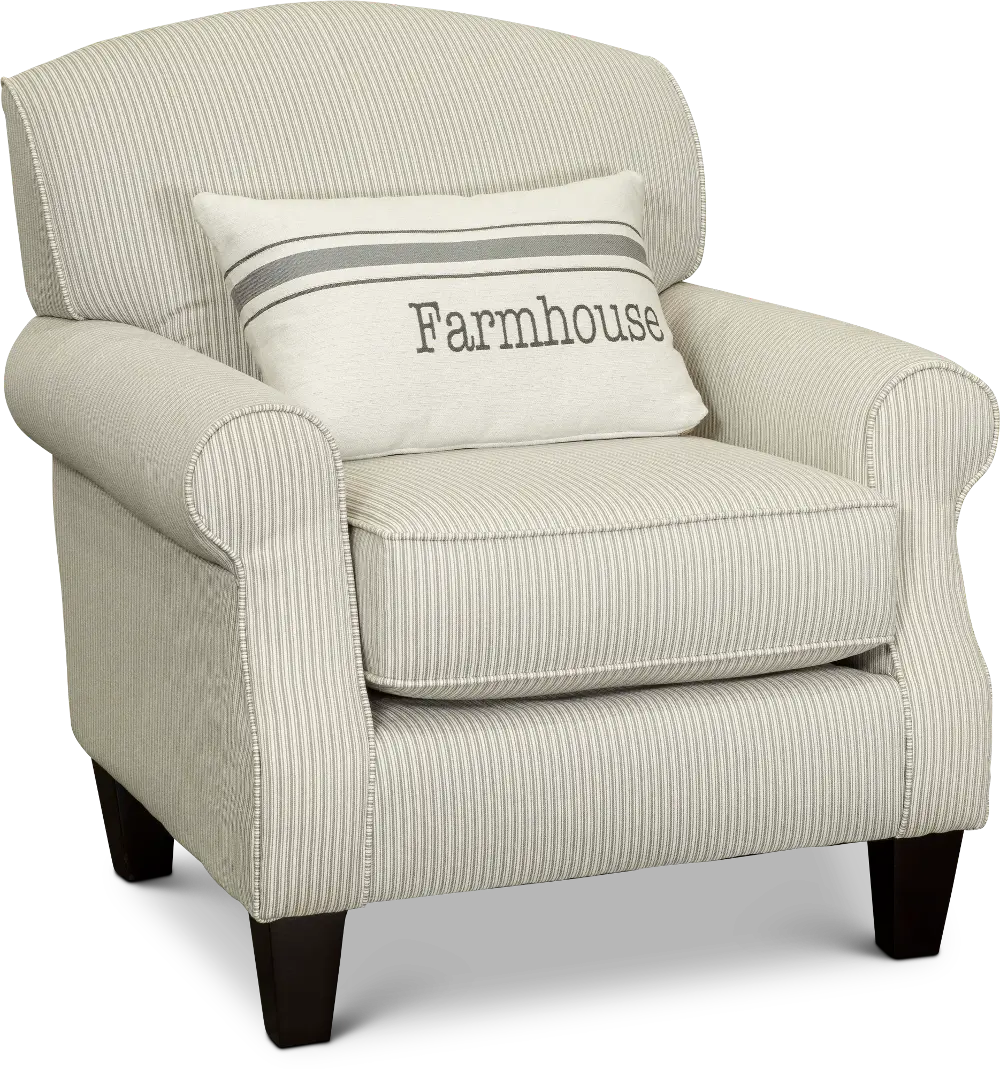 Traditional Farmhouse Striped Accent Chair - Caitlin-1