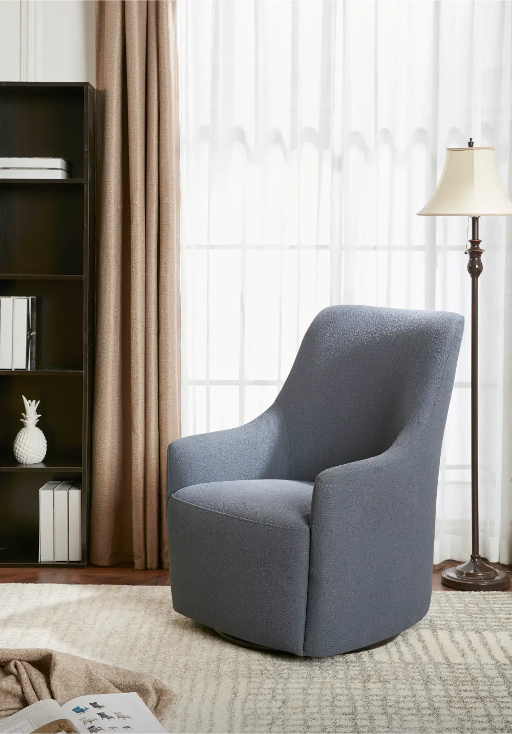 Blue Upholstered Swivel Accent Chair - Bradley-1