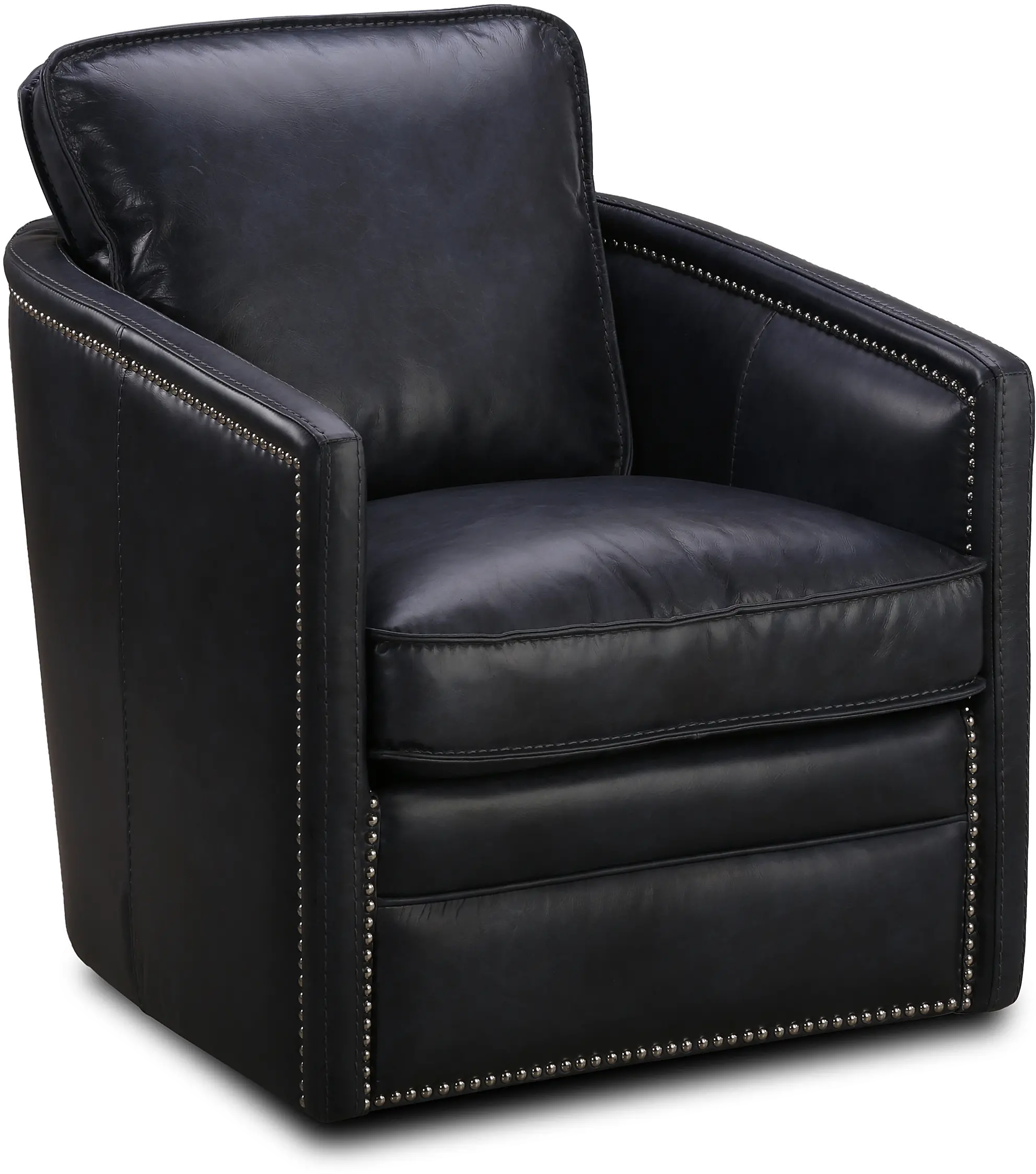 Black leather swivel online chair