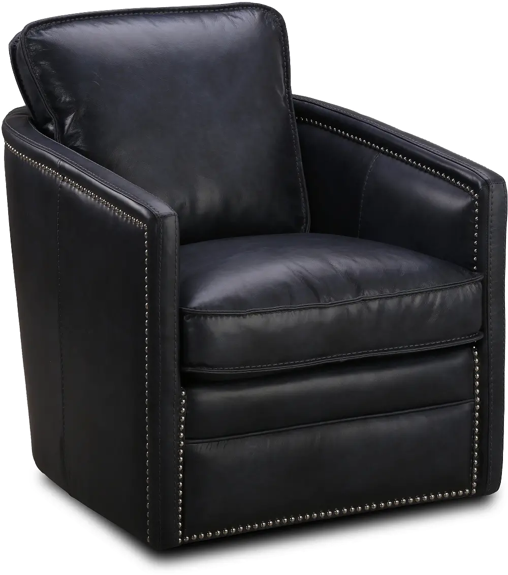 St. James Black Leather Swivel Chair-1