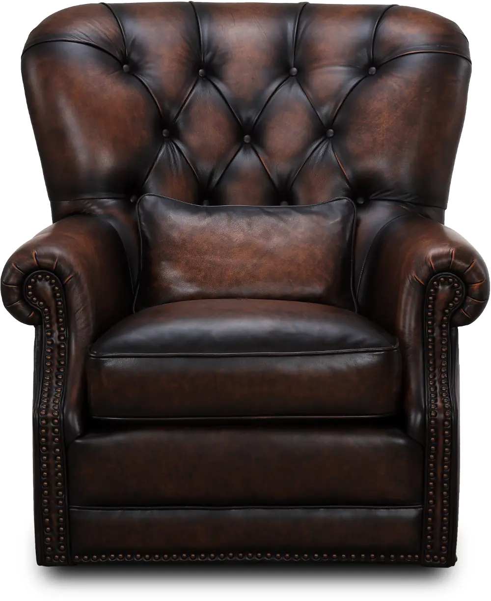 Bomber Jacket Brown Tufted Swivel Chair - Hillsboro-1