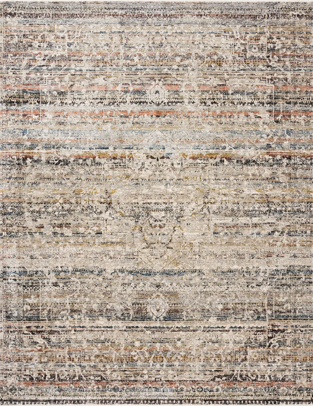 THE-03/5X8/THEIA Theia 5 x 8 Taupe and Multi-Colored Area Rug-1