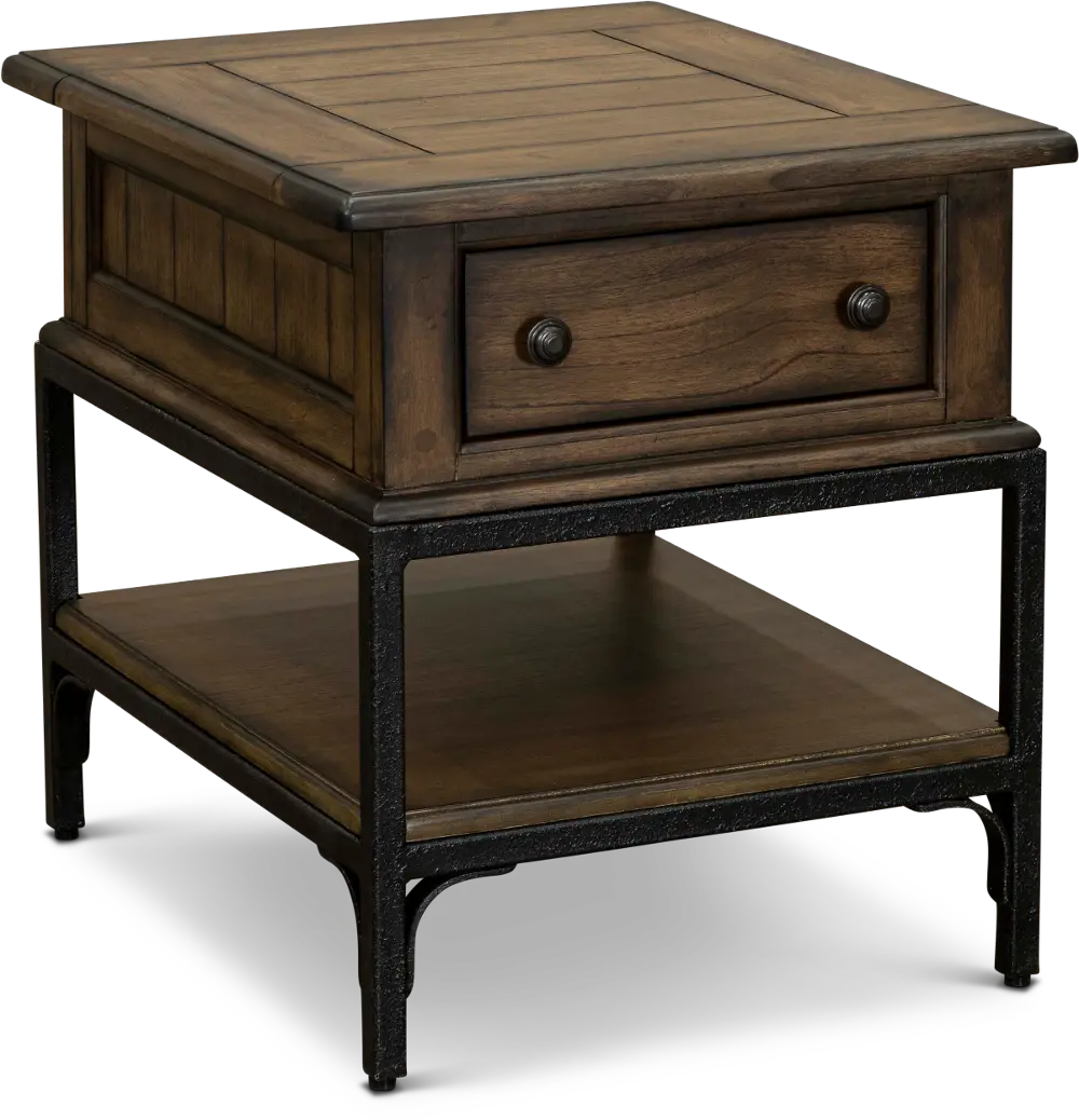 Stone Mountain Rustic Taupe End Table with 1 Drawer-1