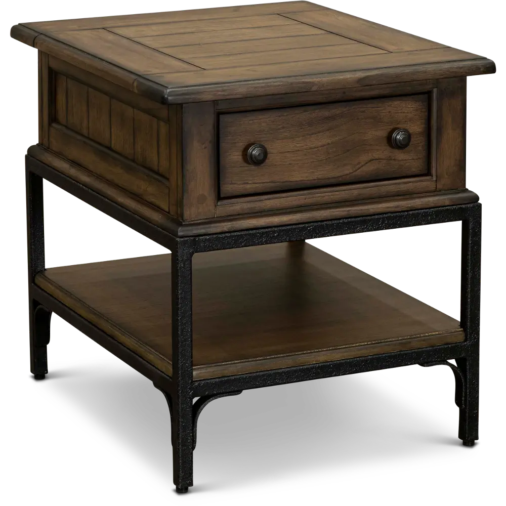 Stone Mountain Rustic Taupe End Table with 1 Drawer-1