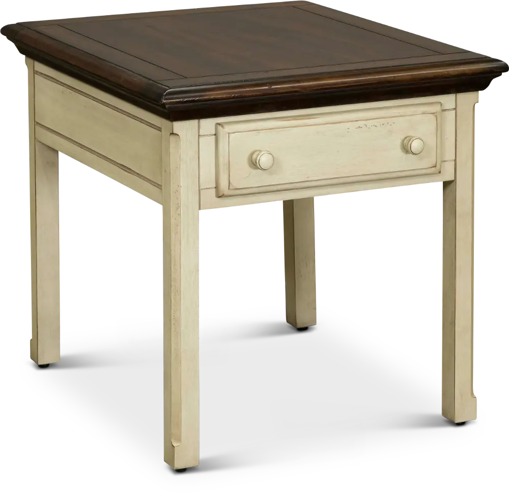 Sutter Creek Cream and Brown End Table with Drawer-1