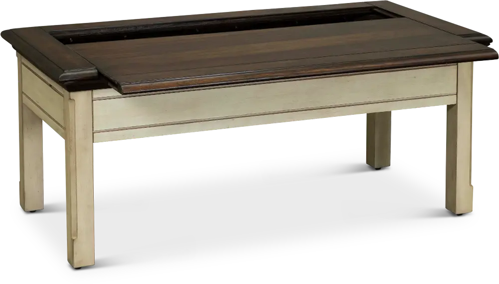 Sutter Creek Cream and Brown Slide-Top Coffee Table-1