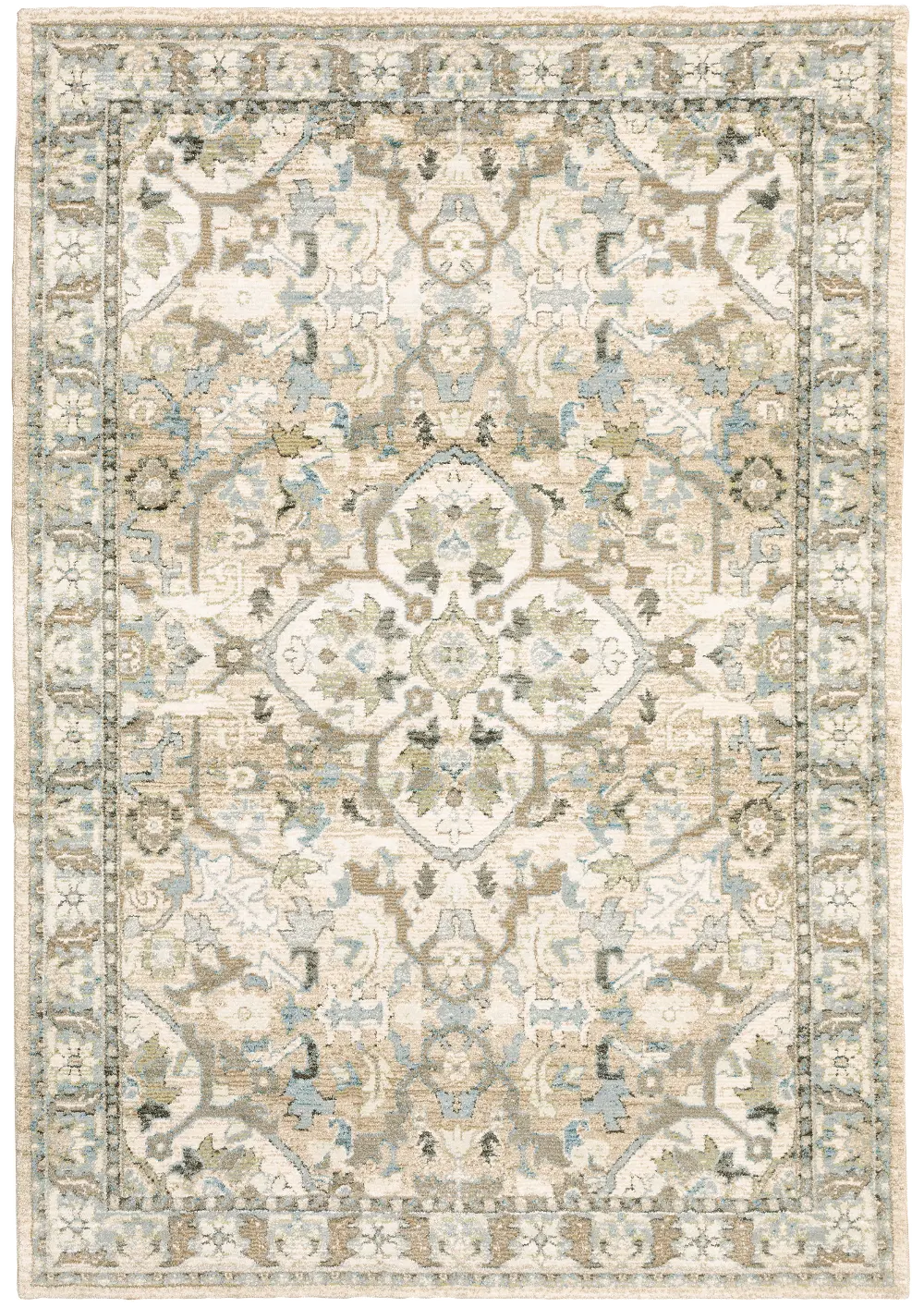 Andorra 8 x 11 Beige and Ivory Area Rug-1