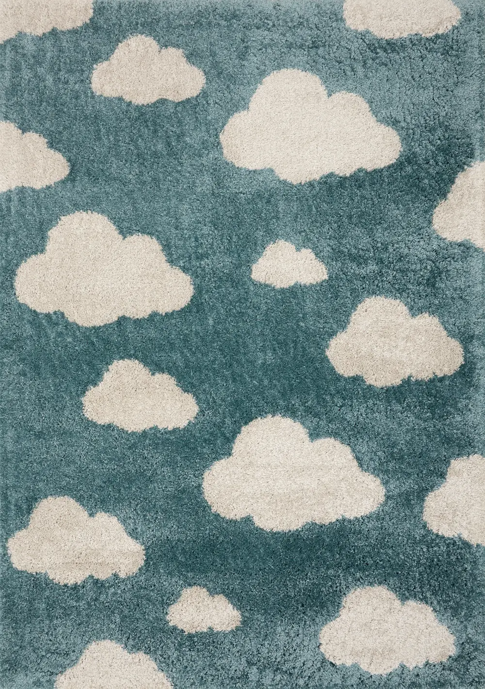 Kids 4 x 6 Small Blue and Cream Clouds Area Rug-1
