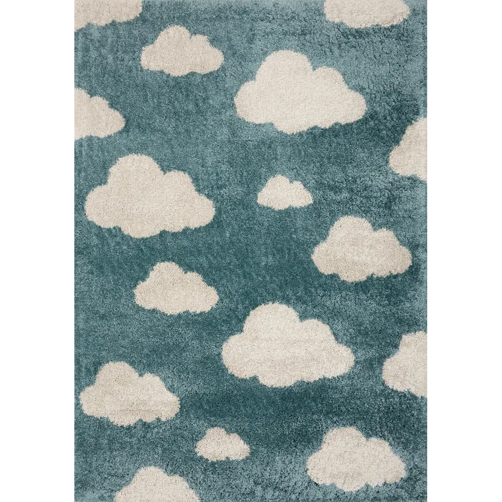 Kids 4 x 6 Small Blue and Cream Clouds Area Rug-1