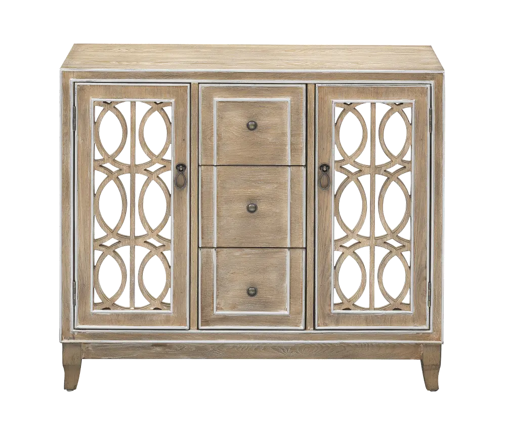 40222/CREDENZA Light Brown Sideboard with Circular Intertwining Overlays-1