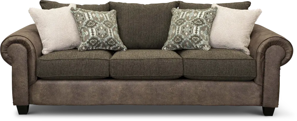 Traditional Two-Tone Brown Sofa - Lonestar-1