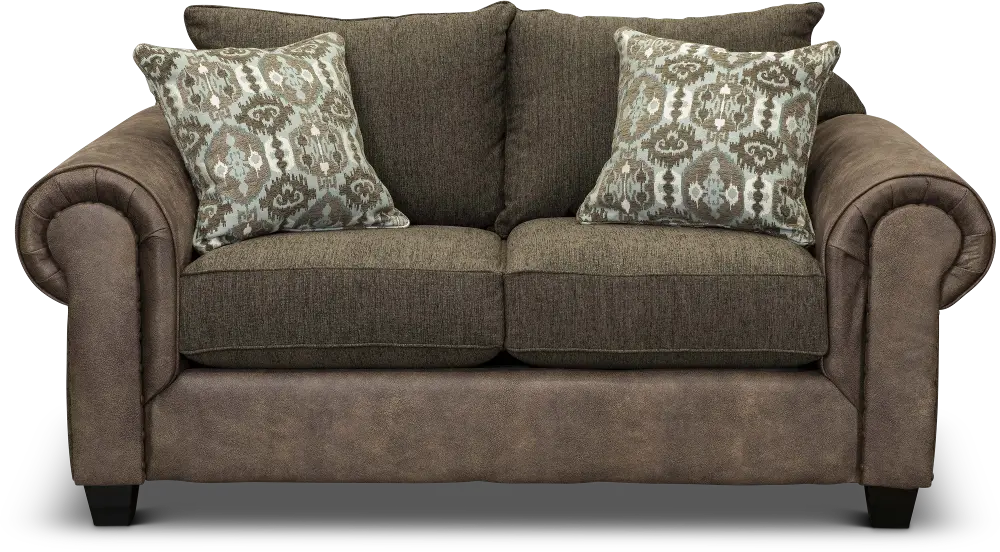 Traditional Two-Tone Brown Loveseat - Lonestar-1