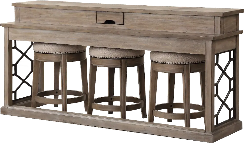 Sun Sandstone Console Table with 3 Barstools-1