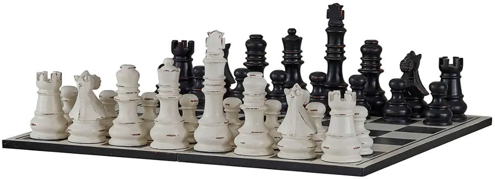 Gray and Black Mahogany Chess Set -  Black and Gray-1