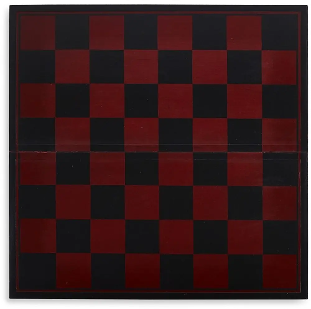 Deep Red and Black Checker Set with Board-1