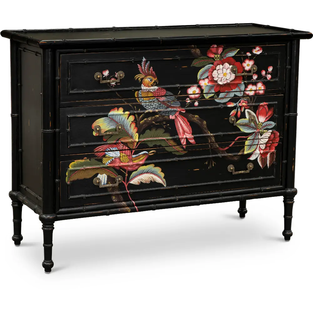 Black and Multi Color Artwork 3 Drawer Accent Cabinet-1