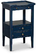 Eton Navy Blue 2 Drawer Side Table with Pull Out Shelf