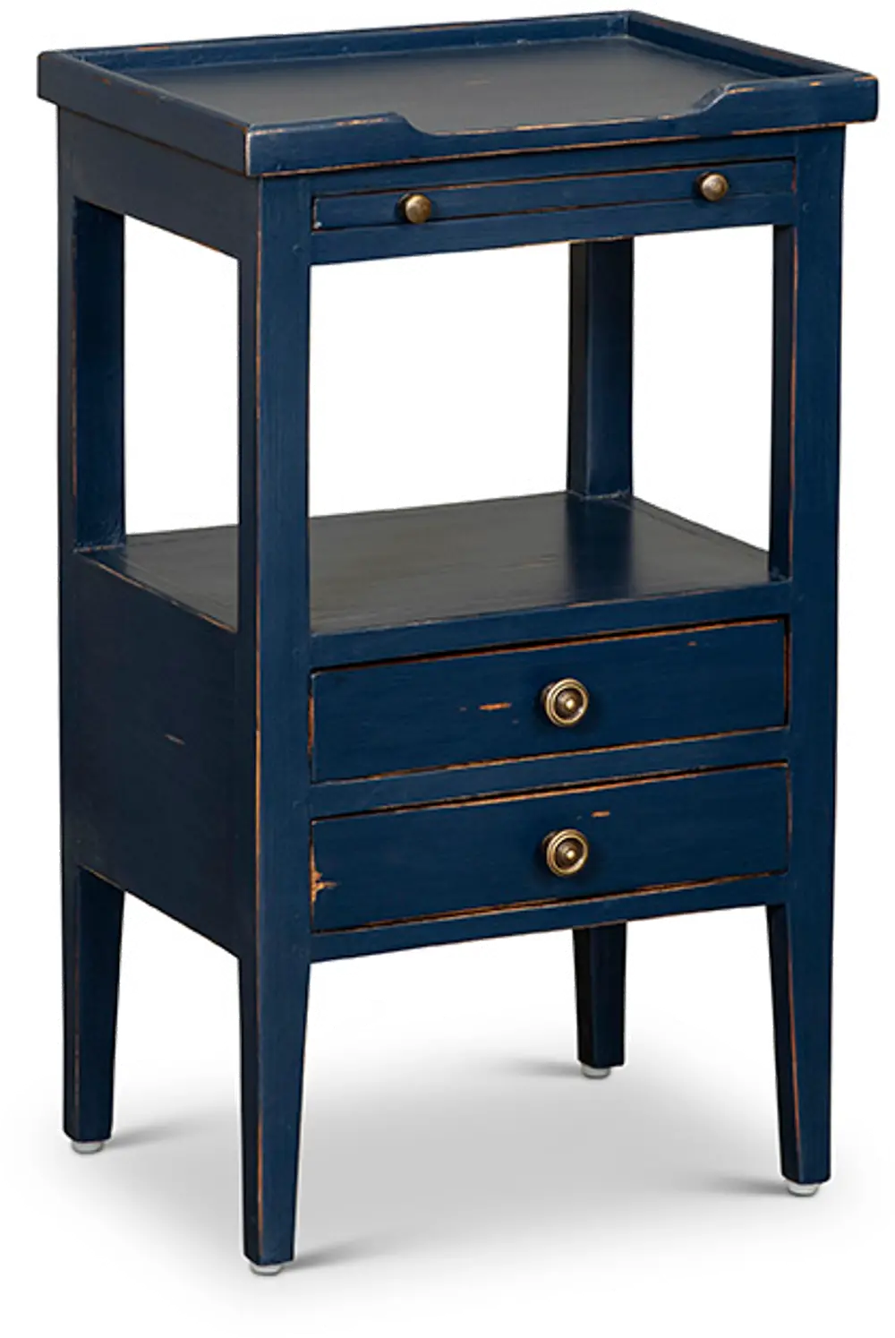 Eton Navy Blue Side Table with Pull Out Shelf-1