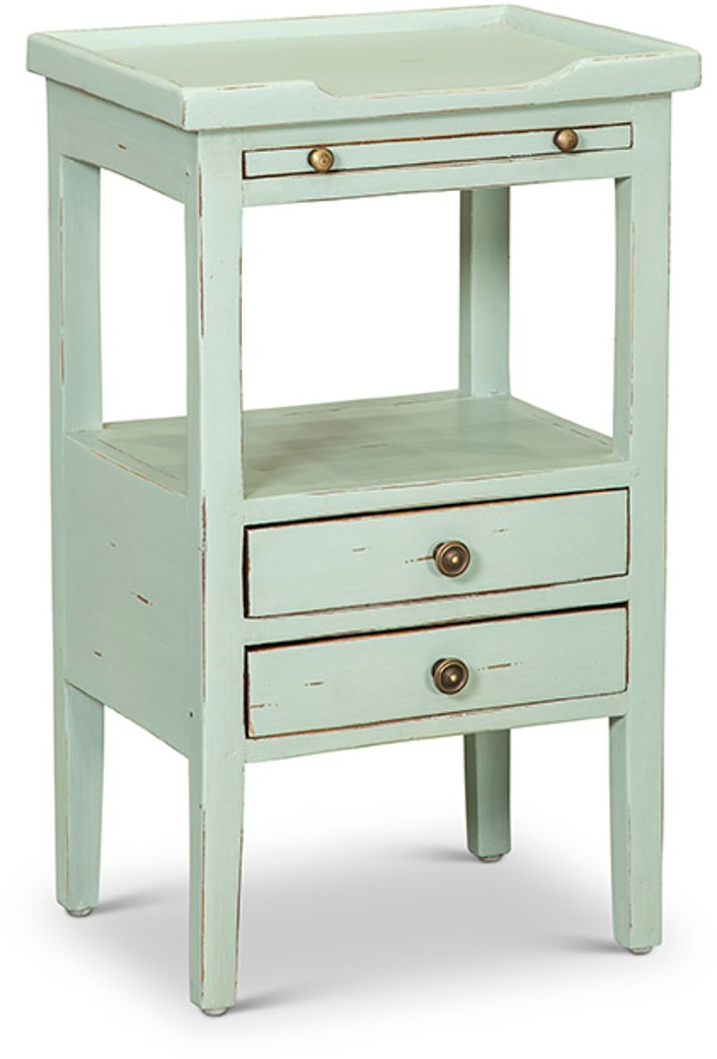 Egg Blue 2 Drawer Side Table With Pull, Narrow Side Table With Drawer And Shelf