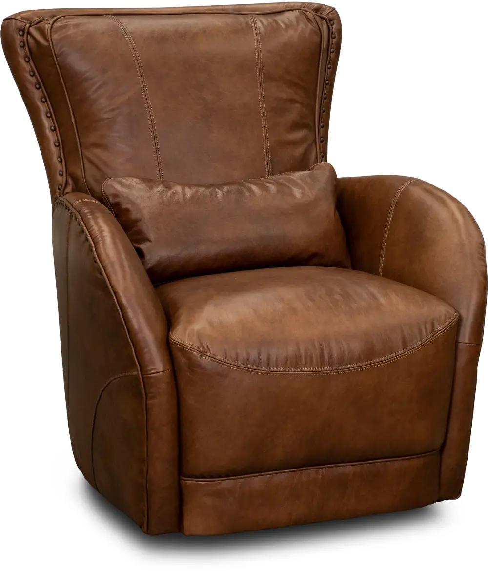 St. James Brown Leather Swivel Chair-1