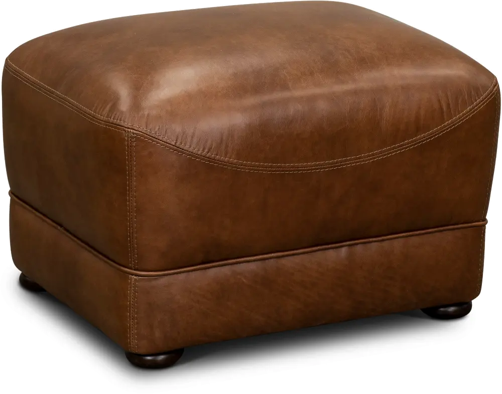 St. James Chestnut Brown Leather Ottoman-1