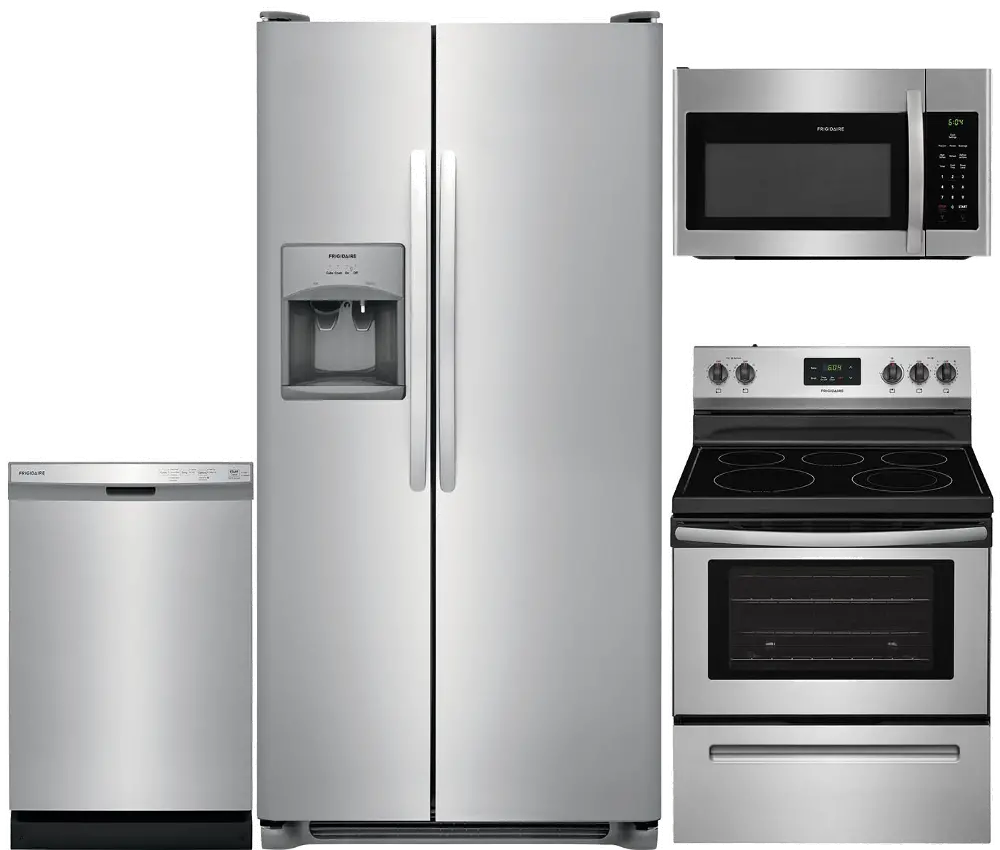 .FRG-S/S-4PC-SXS-ELE Frigidaire Electric Kitchen Appliance Package with 22.1 cu. ft. Side by Side Refrigerator - Stainless Steel-1