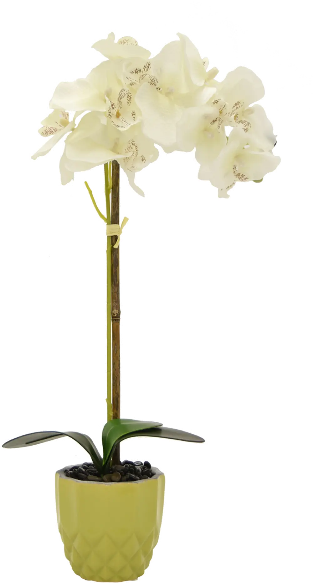 Faux White Orchid Arrangement in a Flower Pot-1