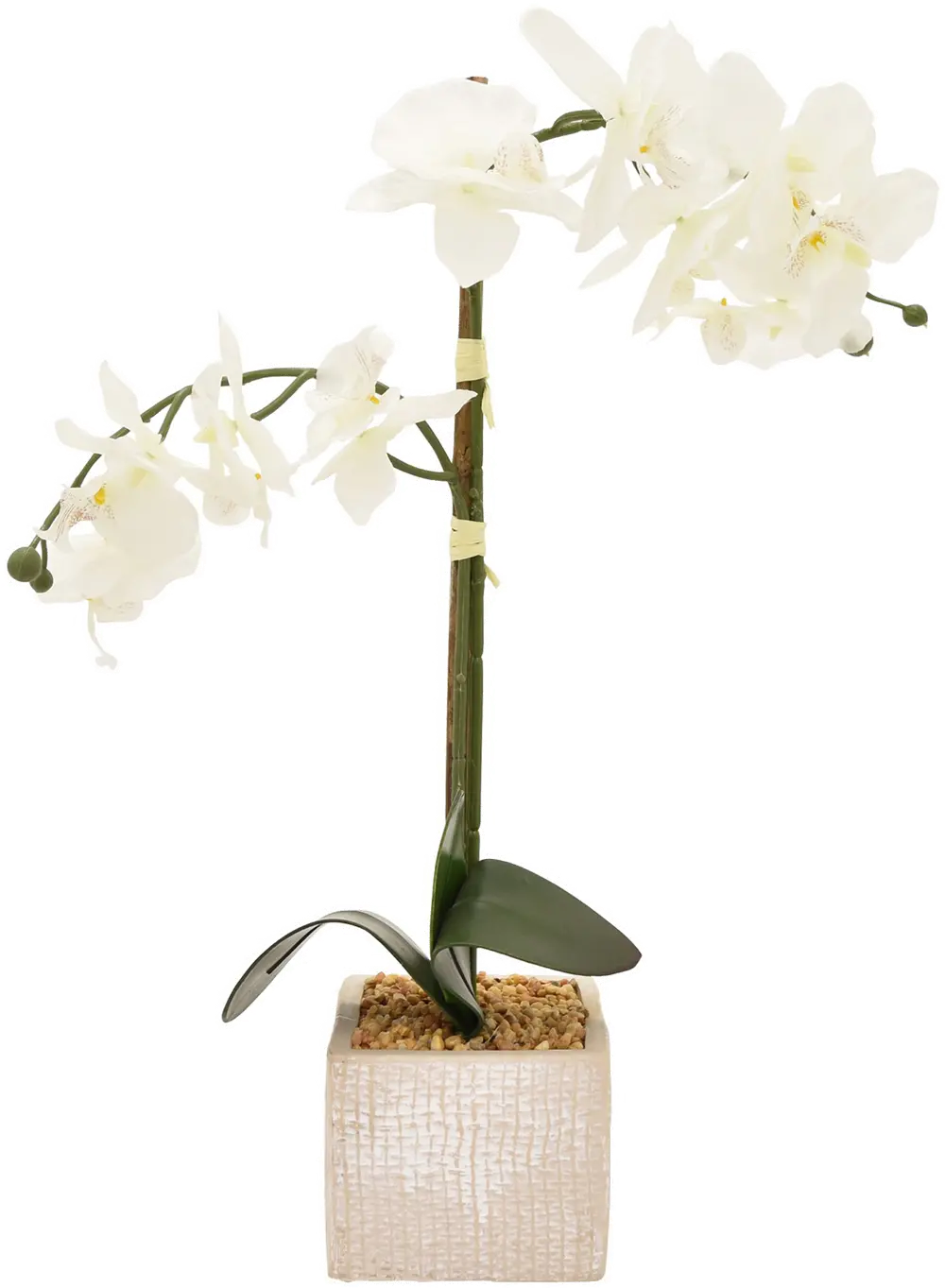 Faux White Orchid Arrangement in Square Pot-1