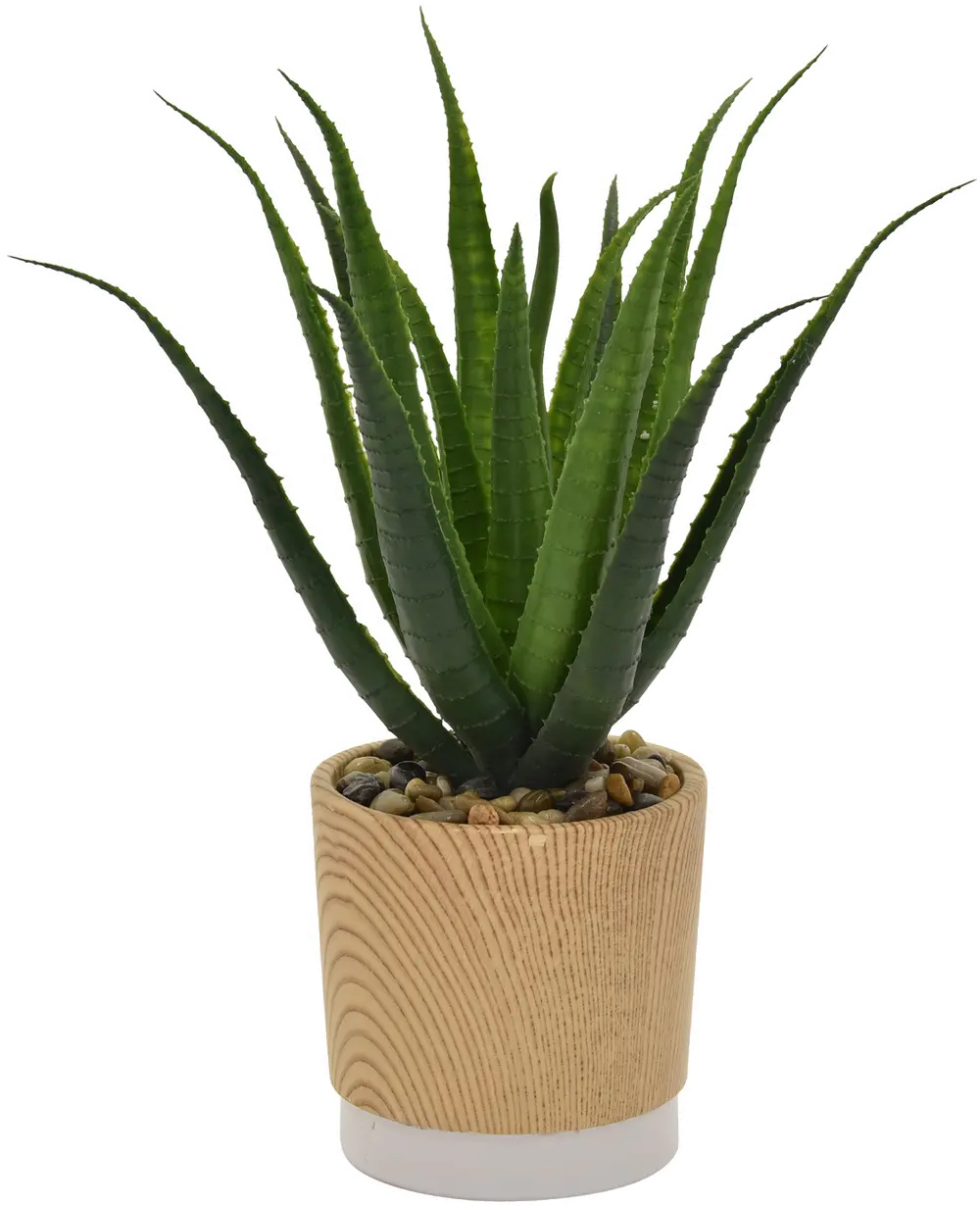 Faux Cactus in Wood Tone Pot-1