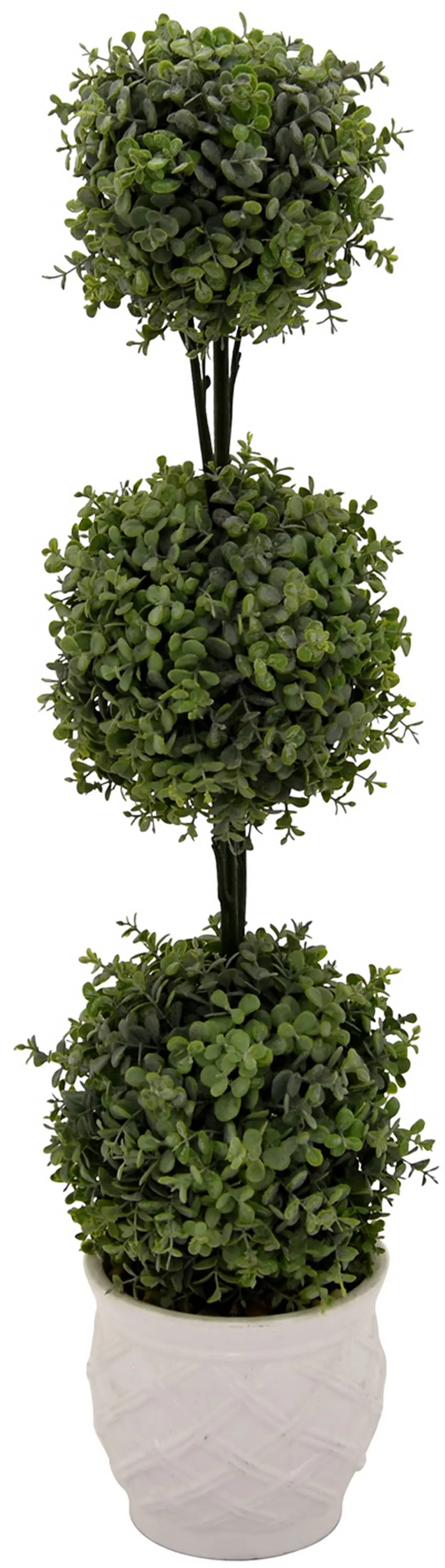 31 Inch Green Faux Triple Ball Topiary Arrangement-1