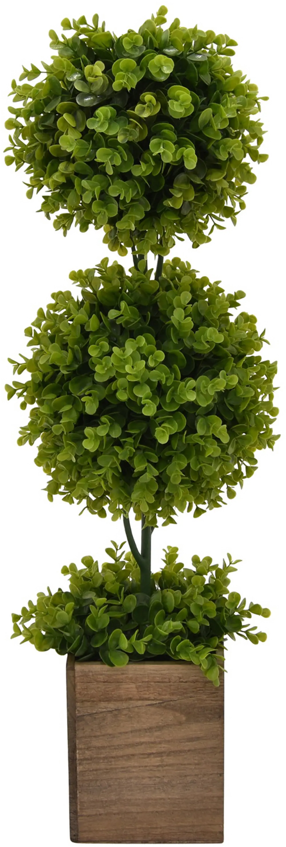 31 Inch Faux Green Double Topiary in Brown Pot-1