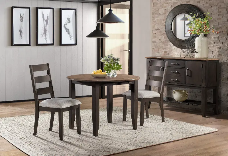 Brown Round 3 Piece Dining Set, Clearance Round Dining Table And Chairs