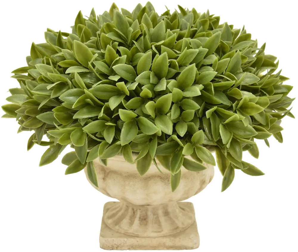 9 Inch Faux Green Topiary Grass Arrangement in Footed Urn-1