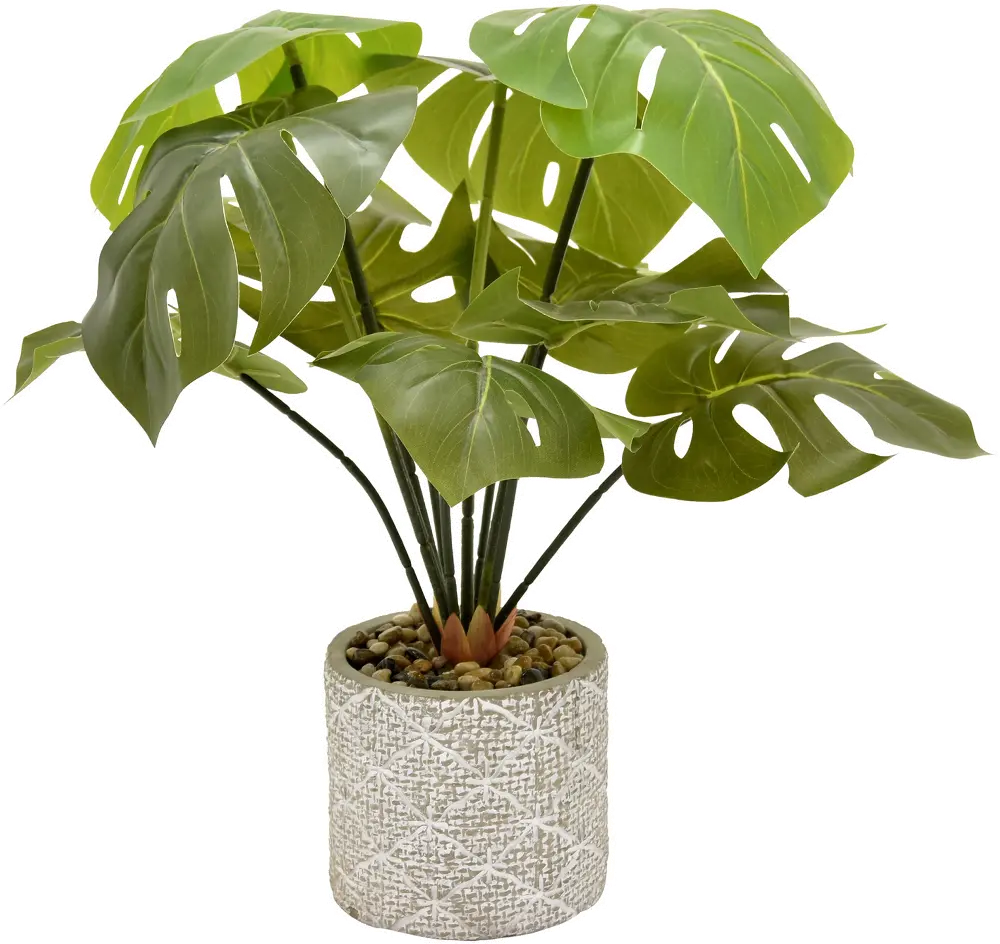 18  Faux Greenery in Round Cement Pot-1