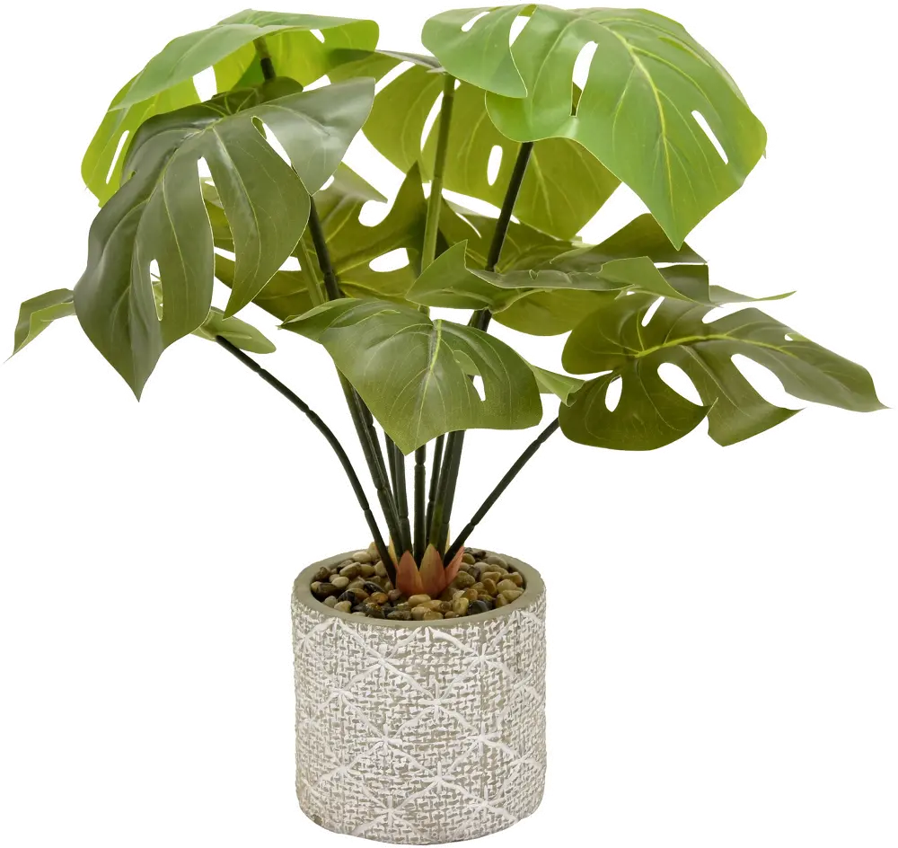 18 Inch Faux Greenery in Round Cement Pot-1