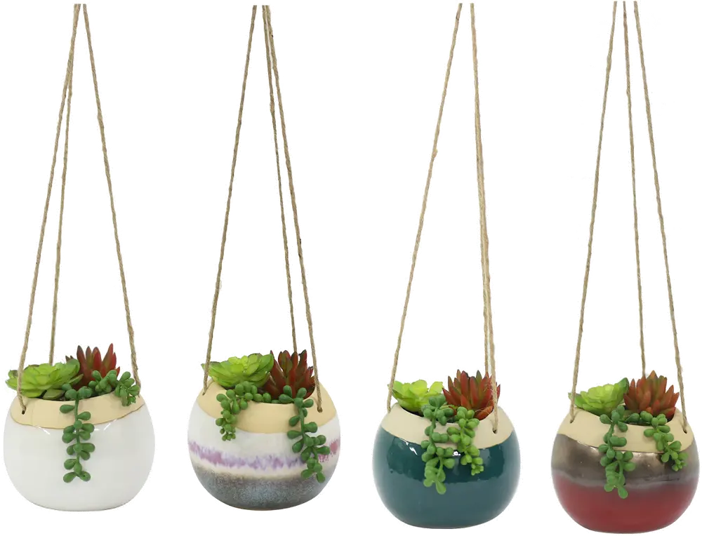 Assorted Faux Succulent Arrangement in Hanging Pot-1