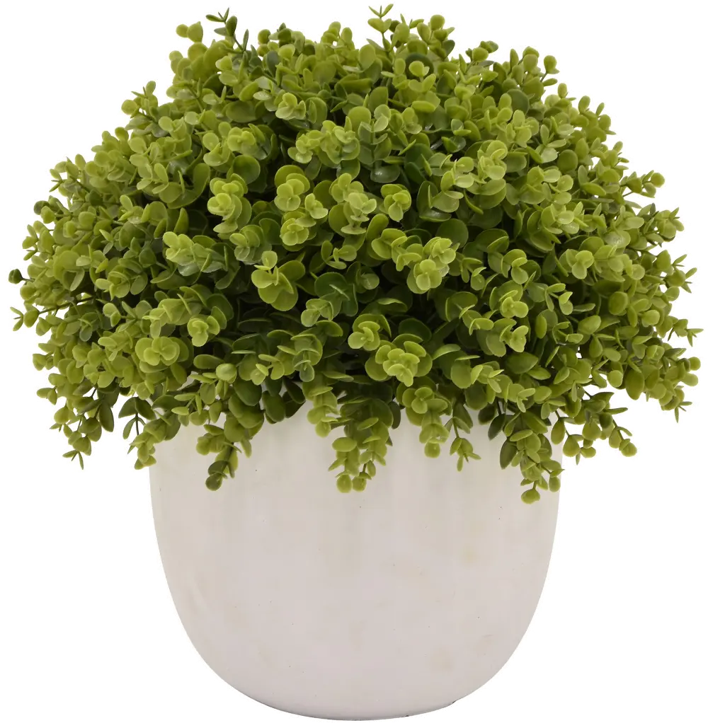 Faux Green Topiary Arrangement in a White Round Pot-1