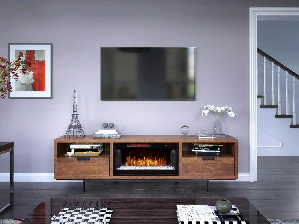 78 inch Walnut Fireplace TV Stand - Wynwood-1