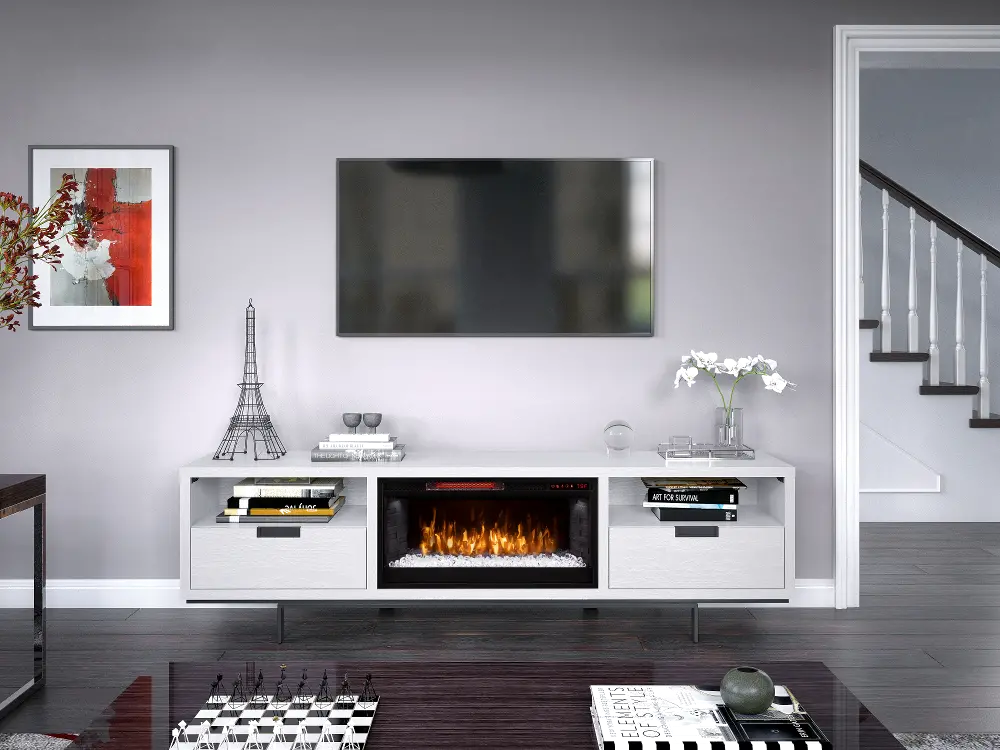 78 inch White Fireplace TV Stand - Wynwood-1